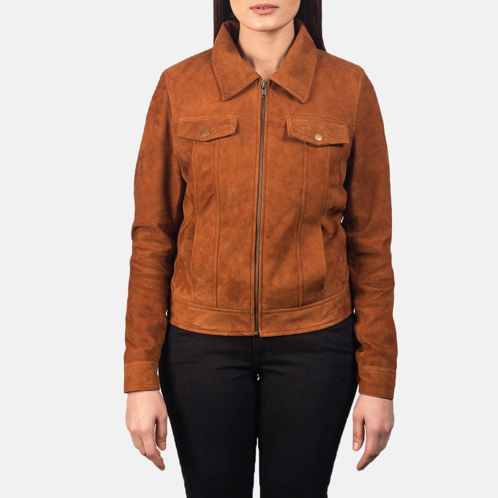 Tan Suede Leather Jacket Women