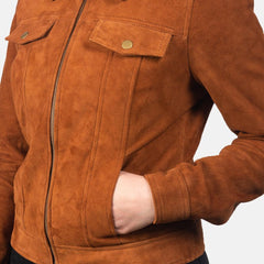 Tan Suede Leather Jacket Women-1