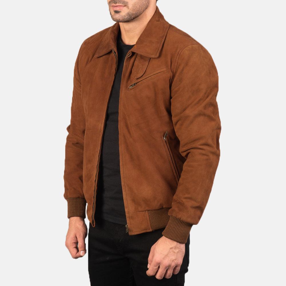 Mens Tan Suede Leather Jacket-4