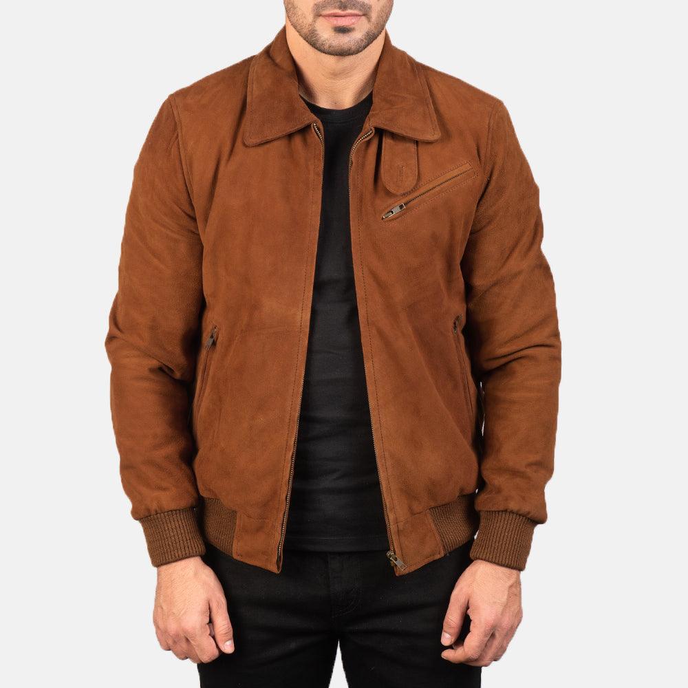 Mens Tan Suede Leather Jacket-3