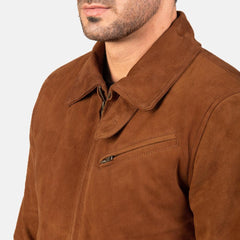 Mens Tan Suede Leather Jacket-1