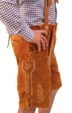 Trachten short lederhosen Dark Camel Brown-2