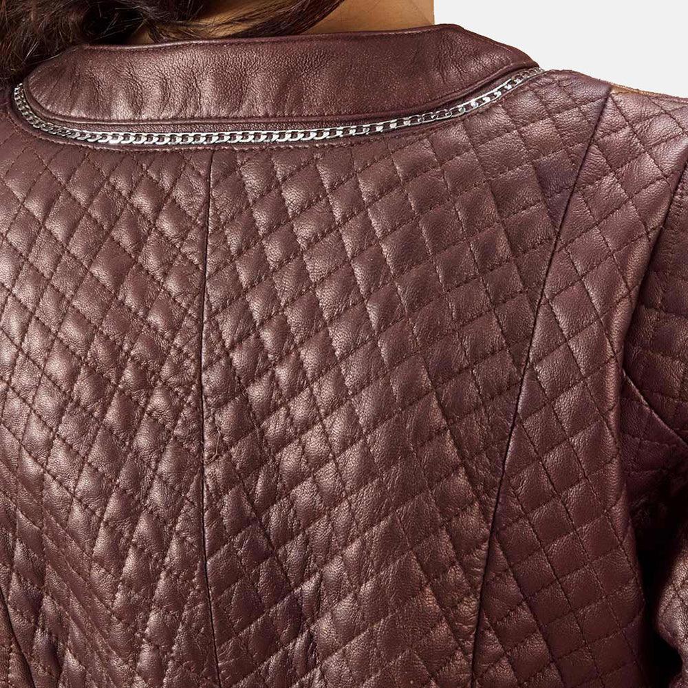 Womens Trudy Lane Quilted Leather Coat-5