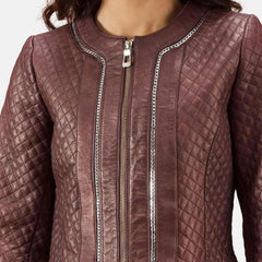Womens Trudy Lane Quilted Leather Coat-3