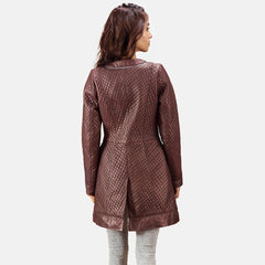 Womens Trudy Lane Quilted Leather Coat-2