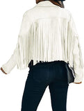 White Fringe Leather Jacket Womens-2