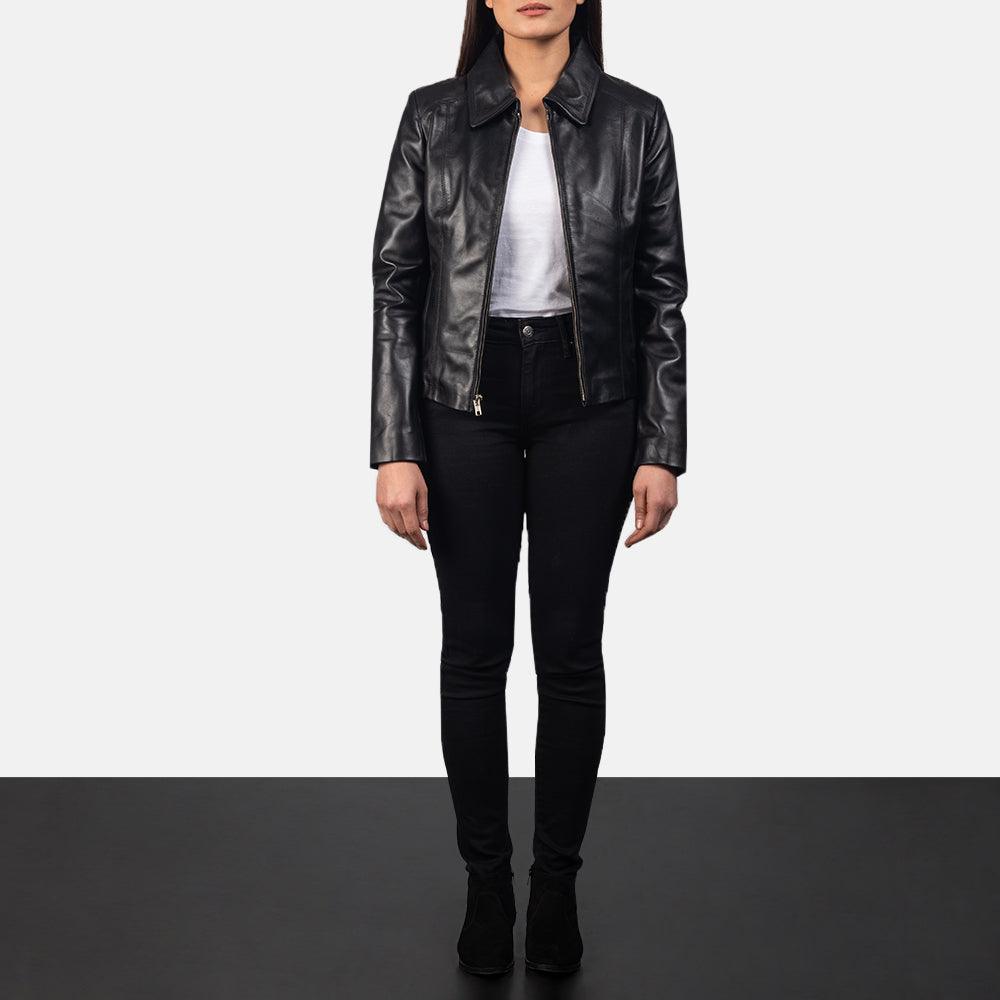 Womens Colette Black Leather Jacket-5