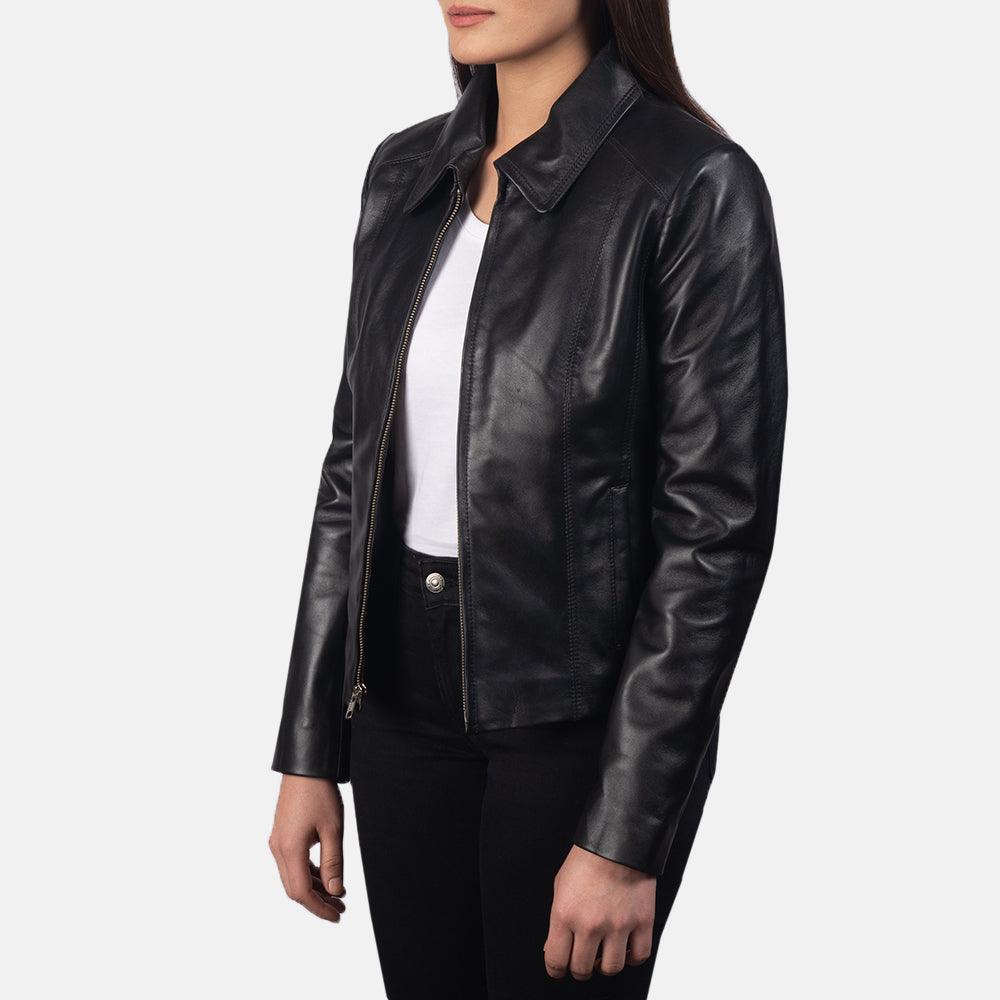Womens Colette Black Leather Jacket-4