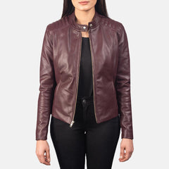 Women's Maroon Leather Jacket