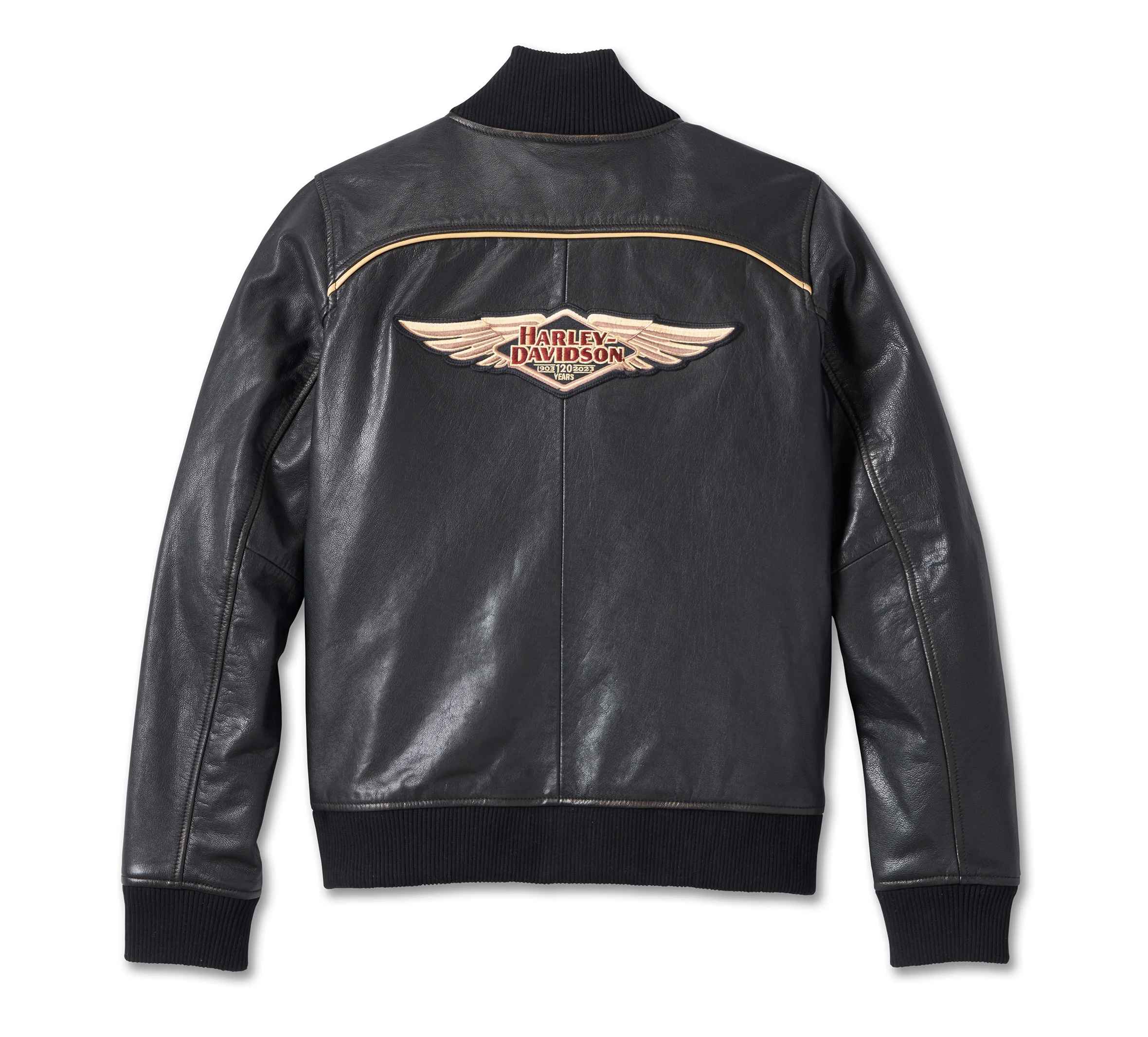 Womens-Black-Harley-Davidson-Leather-Bomber-Jacket-Back
