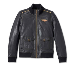 Womens-Black-Harley-Davidson-Leather-Bomber-Jacket-Front