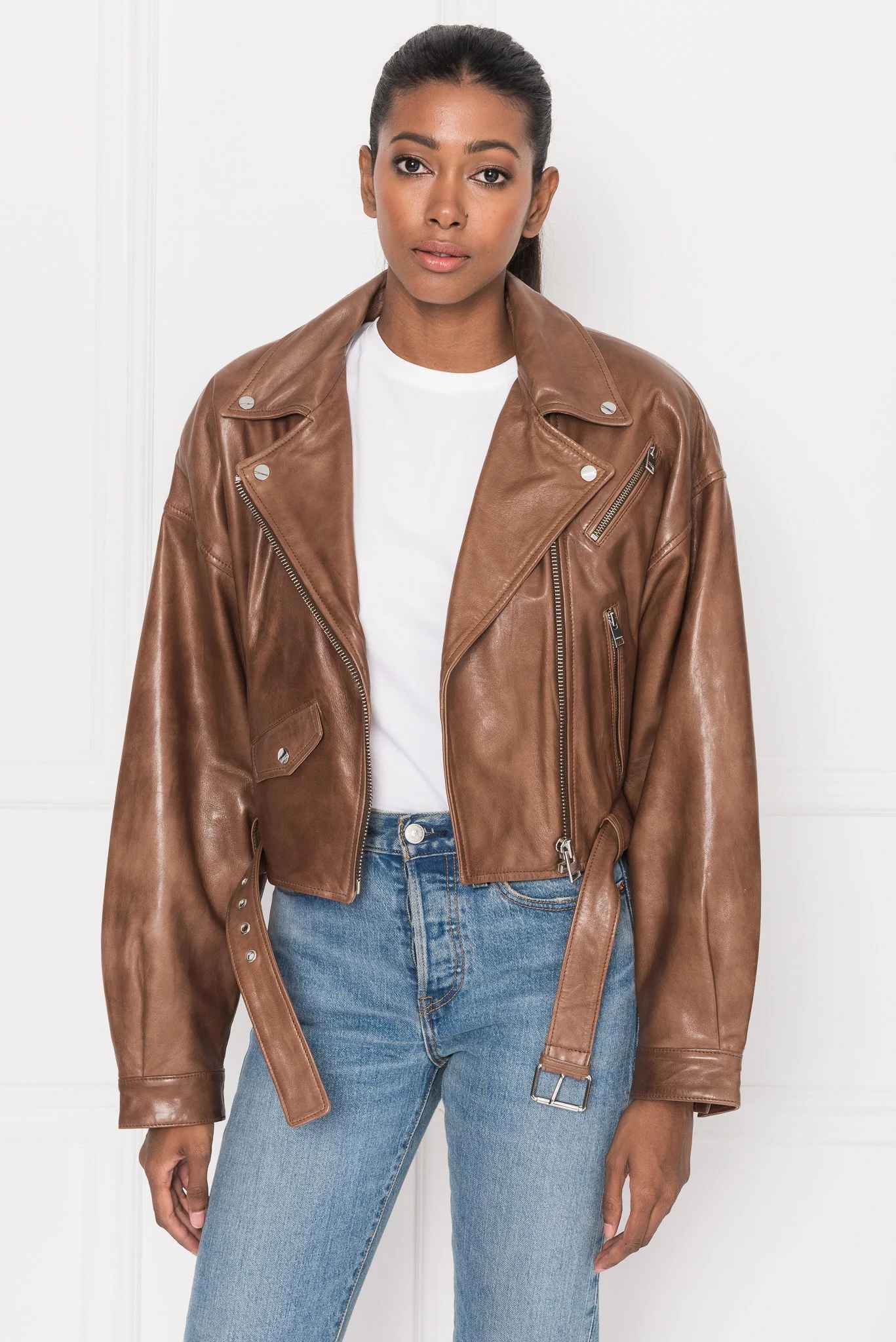 Womens Brown Biker 80s Leather Jacket – Leather Jacket Gear®