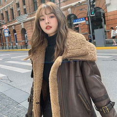 Womens-Brown-Leather-Shearling-Jacket-Front