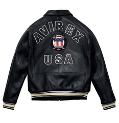Womens Black Vintage Avirex Leather Jacket Back