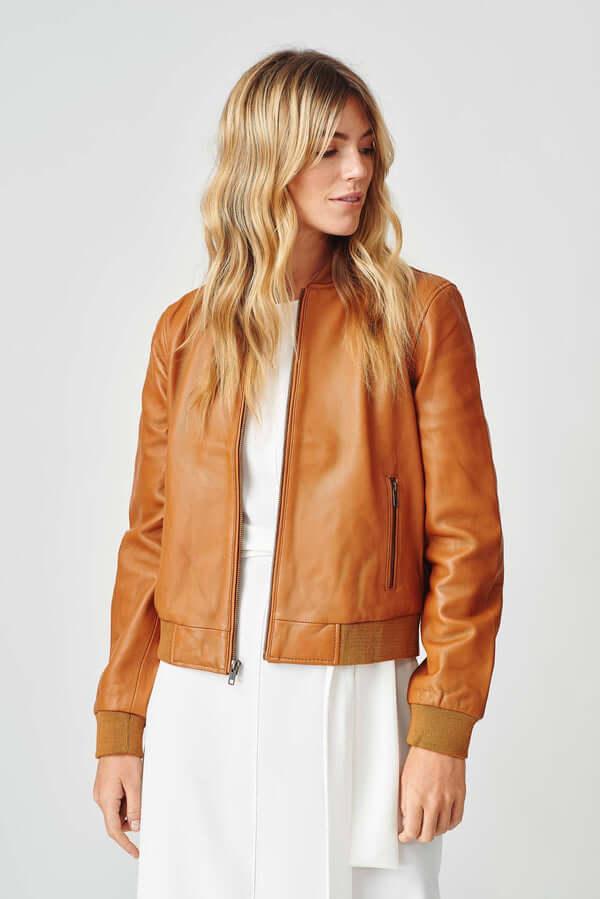 Womens Bolzano Bomber Leather Jacket-5