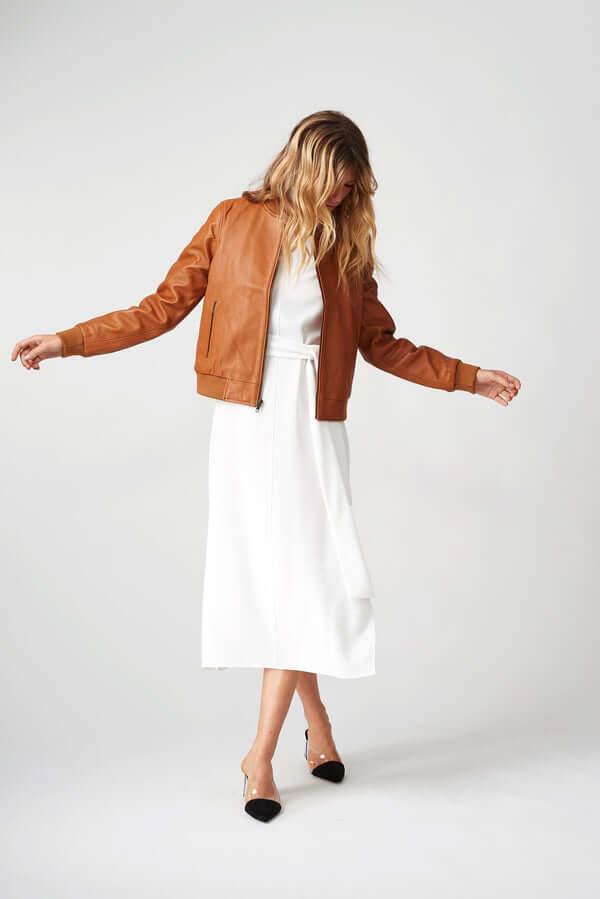 Womens Bolzano Bomber Leather Jacket-7