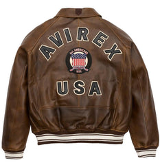 Womens Brown Vintage Avirex Leather Jacket Back