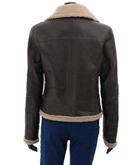 Women's Brown Warm Shearling Leather Jacket-2