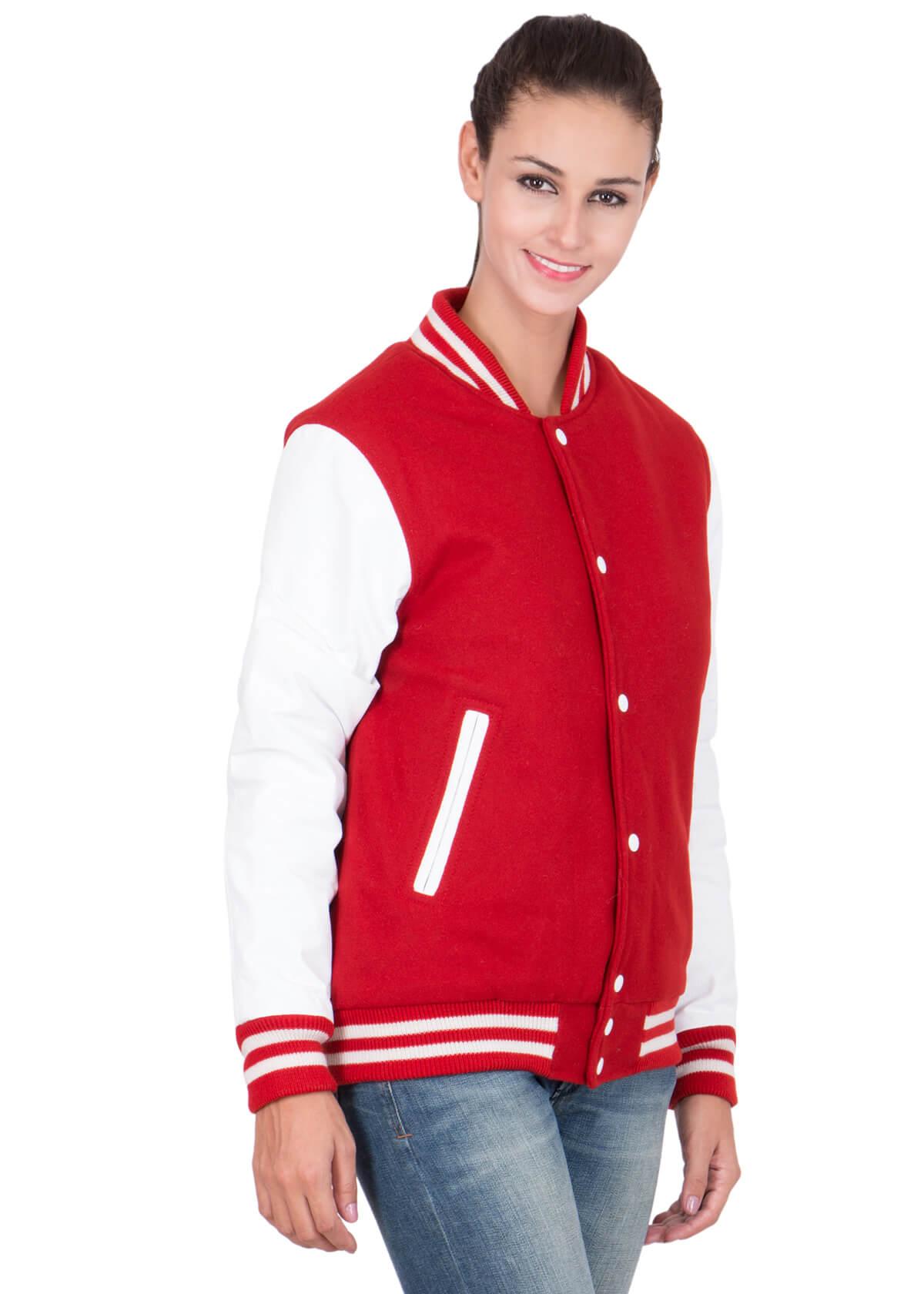 Womens Red and White Letterman Jacket | Varsity Jackets In Europe