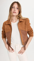Womens The Peaking Fringe Leather Jacket-2