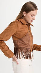 Womens The Peaking Fringe Leather Jacket-3