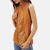 Womens Westina Tan Dye Leather Vest-3