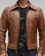 XMan Days of Future Past Brown Leather Jacket Front